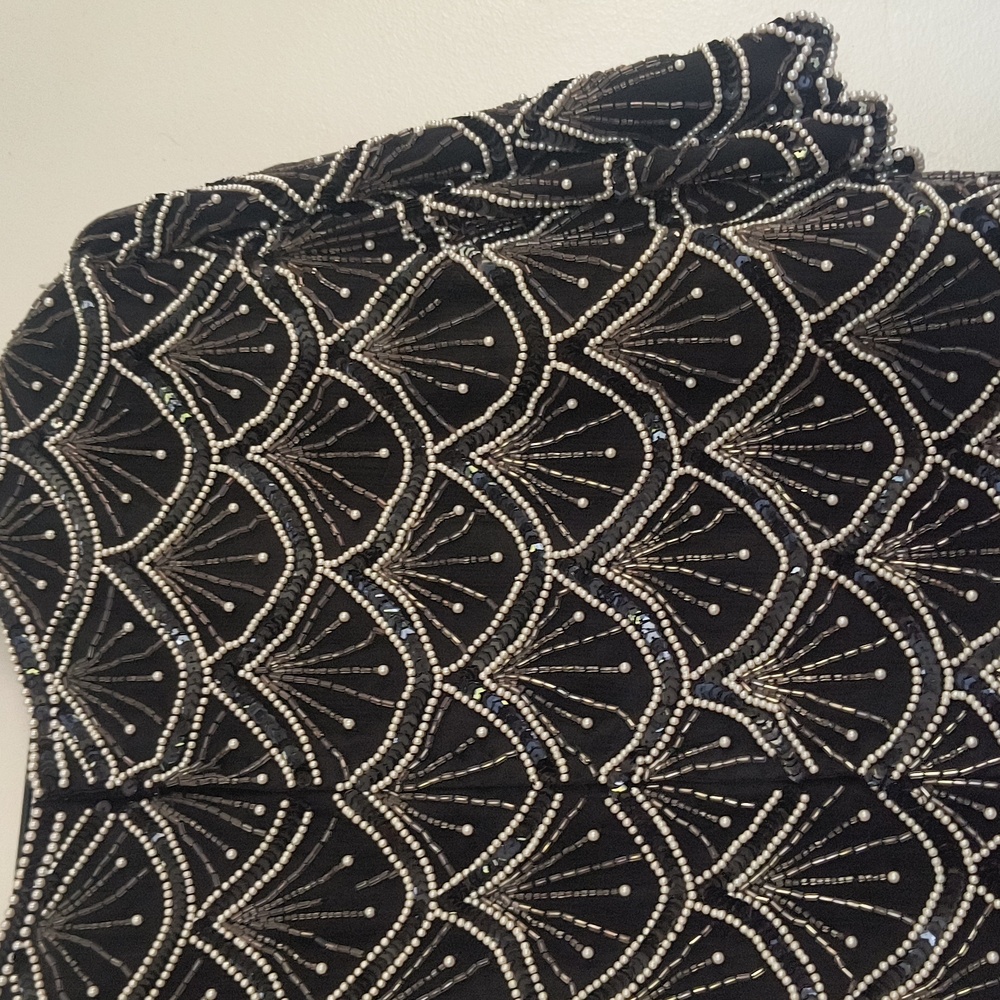 Vintage Laurence Kazar 100% Silk Black and White Beaded Pearl Blouse Sz 3X Women - Picture 15 of 17
